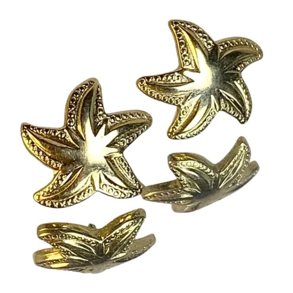 Starfish Gold Tone Stud Post Earrings - Picture 1 of 3